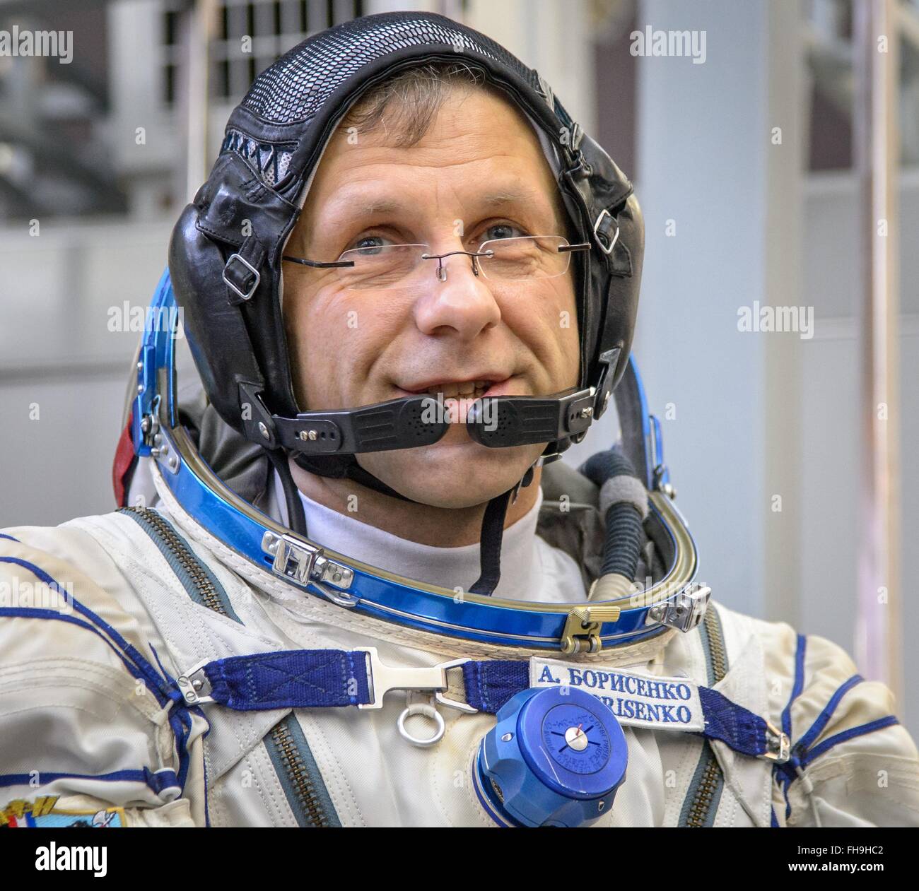 International Space Station Expedition 47 backup crew member Russian cosmonaut Andre Borisenko answers questions from the press ahead of his Soyuz qualification exams at the Gagarin Cosmonaut Training Center February 24, 2016 in Star City, Russia. Stock Photo