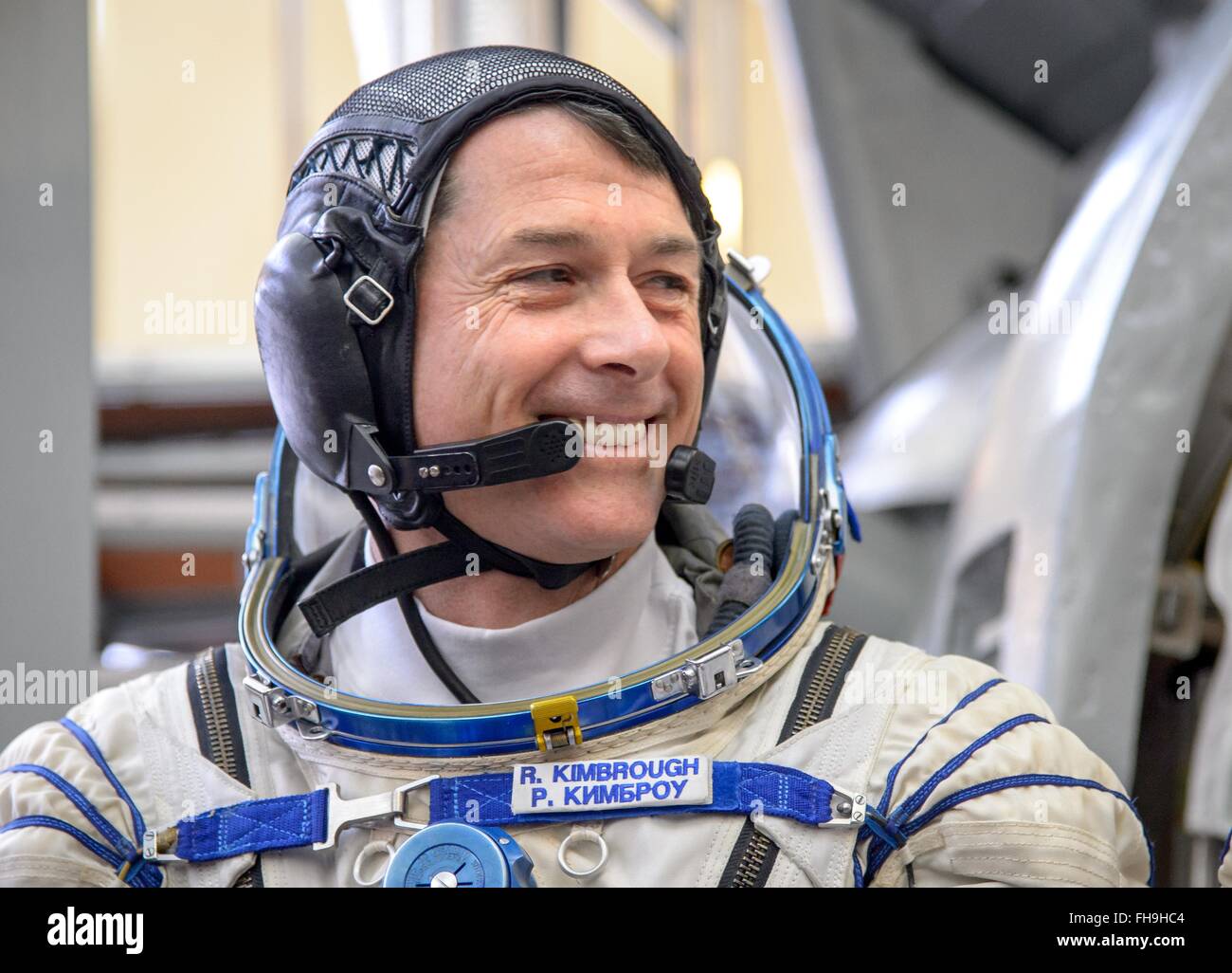 International Space Station Expedition 47 backup crew member American astronaut Shane Kimbroug answers questions from the press ahead of his Soyuz qualification exams at the Gagarin Cosmonaut Training Center February 24, 2016 in Star City, Russia. Stock Photo