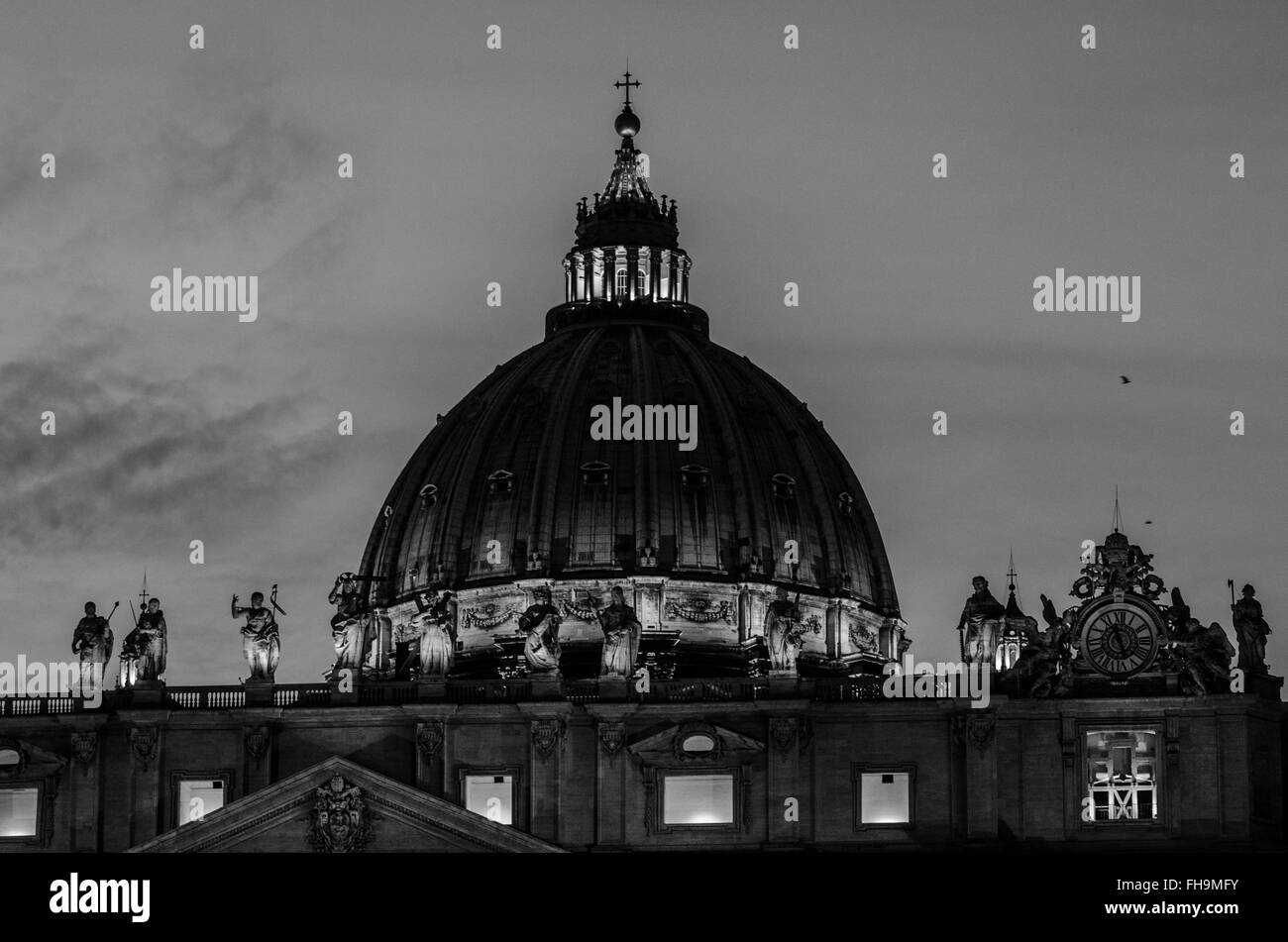 Rome:Amazing view of St Peter's dome with beautiful light Stock Photo