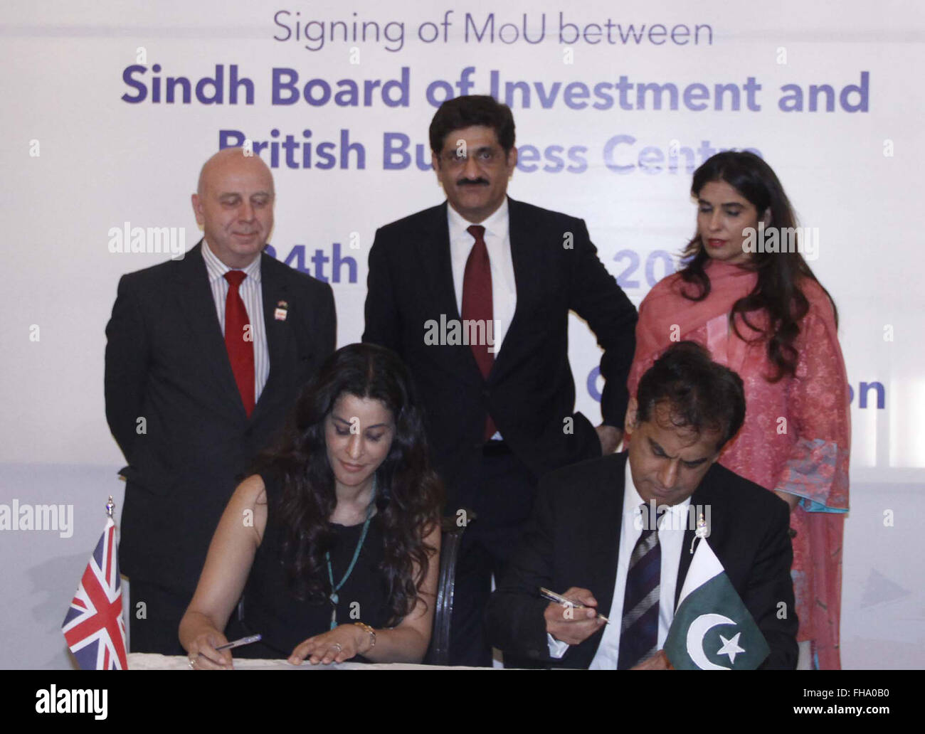 Senior Minister for Finance and Energy Syed Murad Ali Shah and British  Deputy High Commissioner in Karachi John A Tucknott witnessed the signing  of MoU between Sindh Board of Investment and British