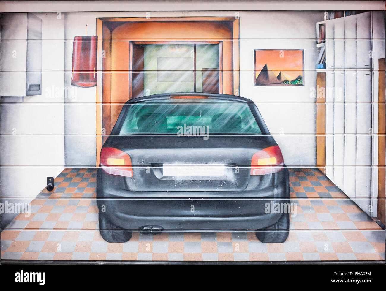 Painted Garage Door With Graphitti Draw That Recreates The