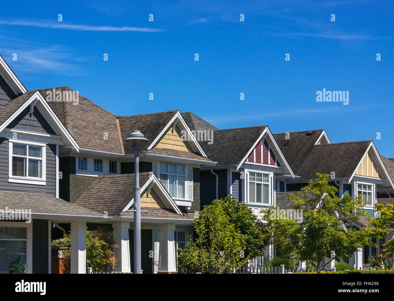 A row of a new houses in Richmond, British Columbia Stock Photo