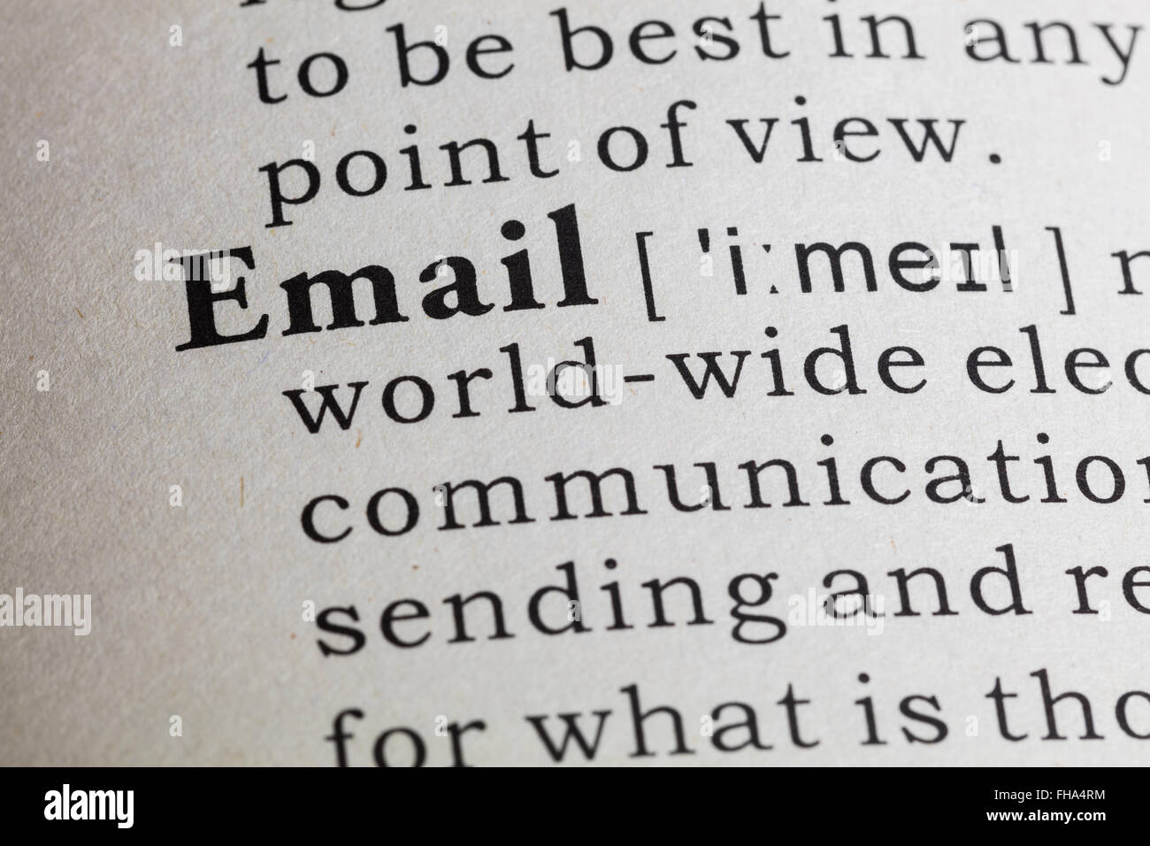 Fake Dictionary, Dictionary definition of the word email Stock Photo