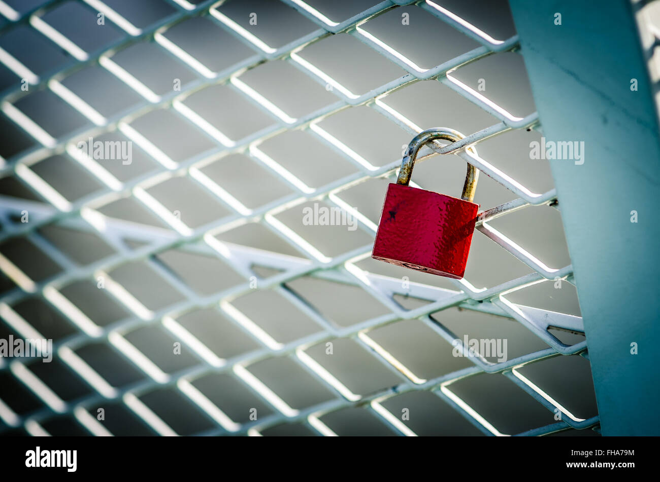 red love padlock on white railing Stock Photo - Alamy