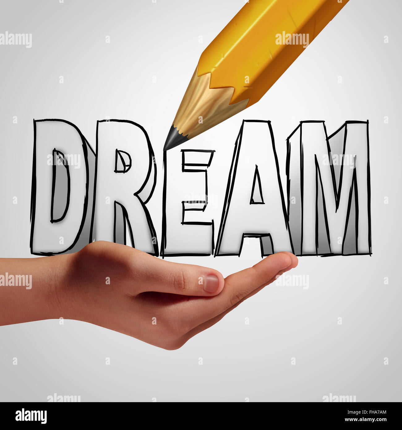 Dream planning idea concept to make it happen by taking control and creating your destiny by focusing on a positive strategy for success in the future. Stock Photo