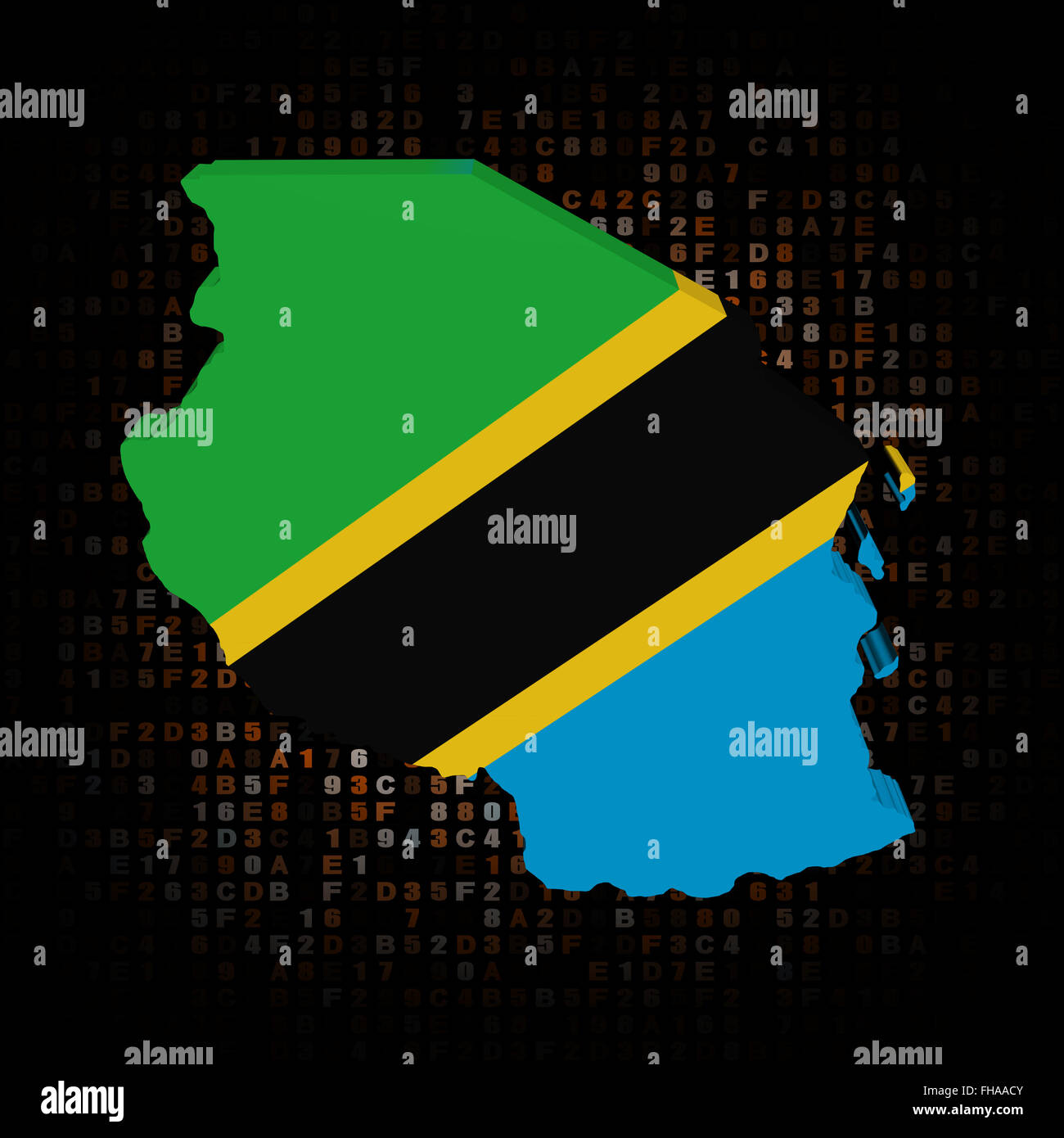 Tanzania map flag on hex code illustration Stock Photo