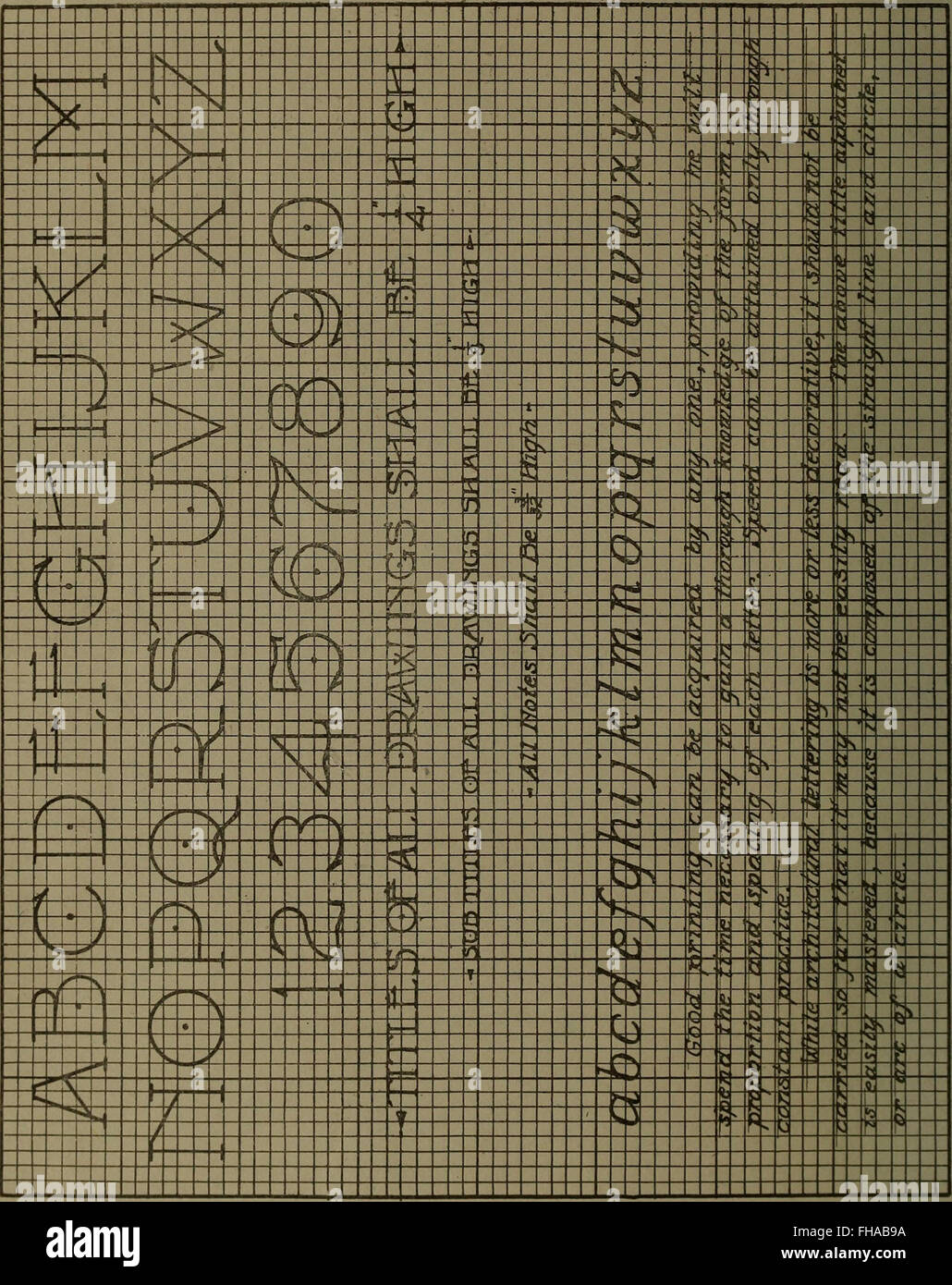 A guidebook from 1916 on mechanical drawing, focusing on lettering ...