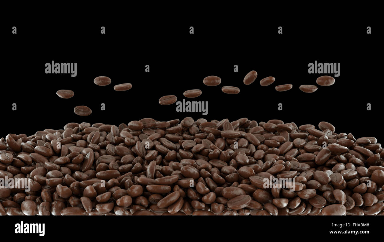 Mixed roasted coffee beans on black background Stock Photo - Alamy