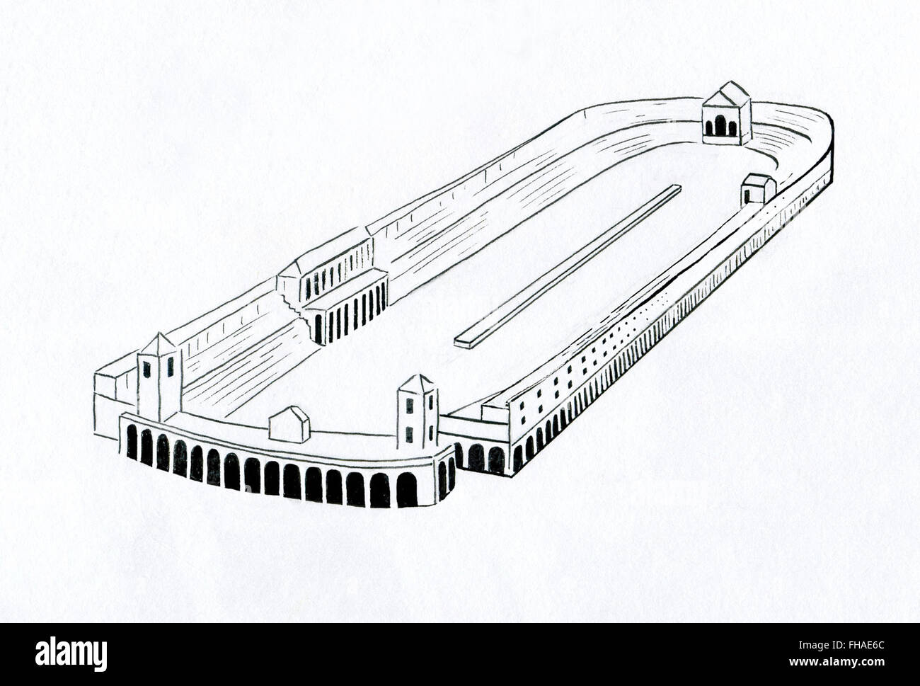 Simplified Line Drawing Of The Circus Maximus In Ancient Rome Stock Photo Alamy