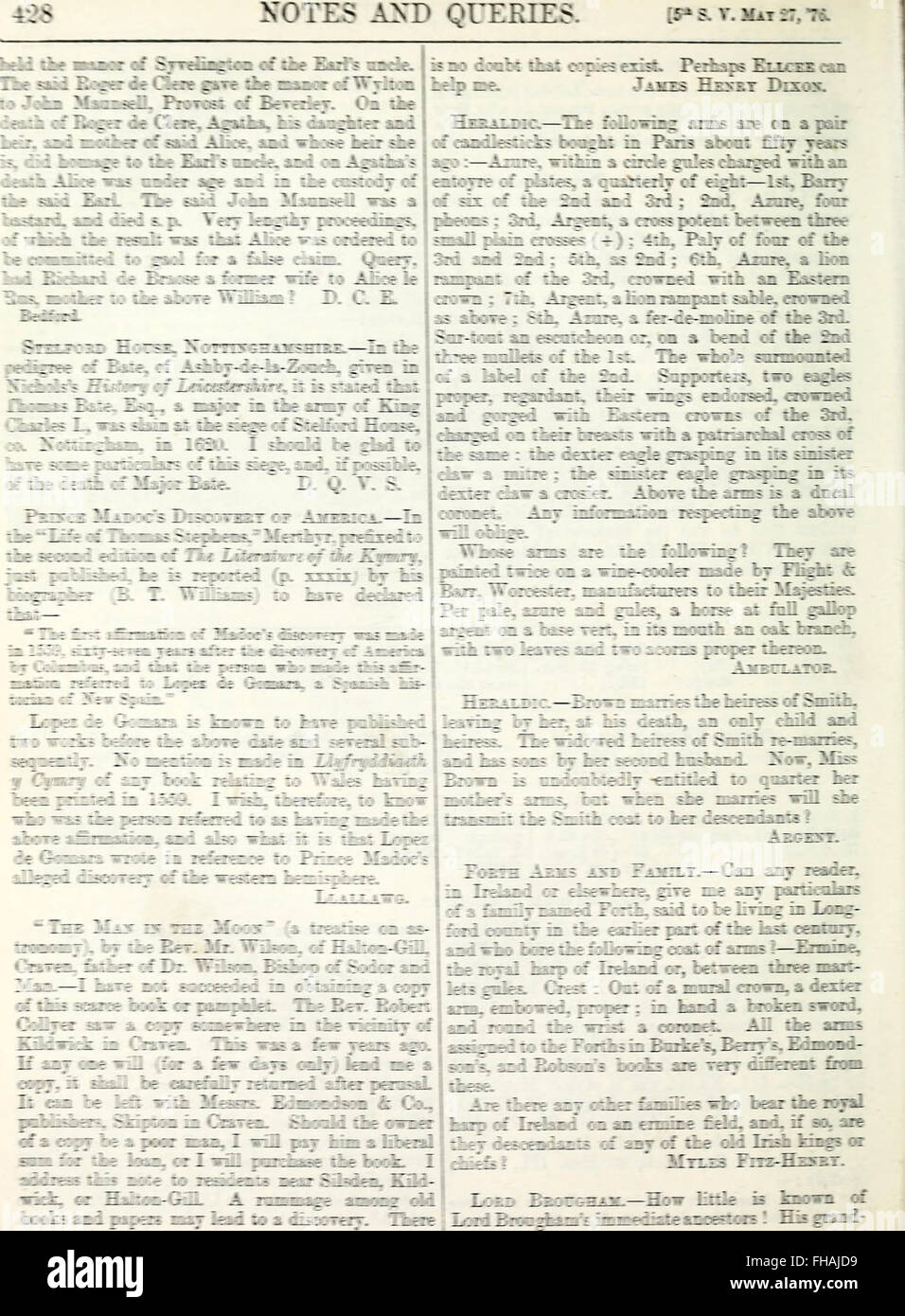 Notes and queries 1876 stock photo alamy