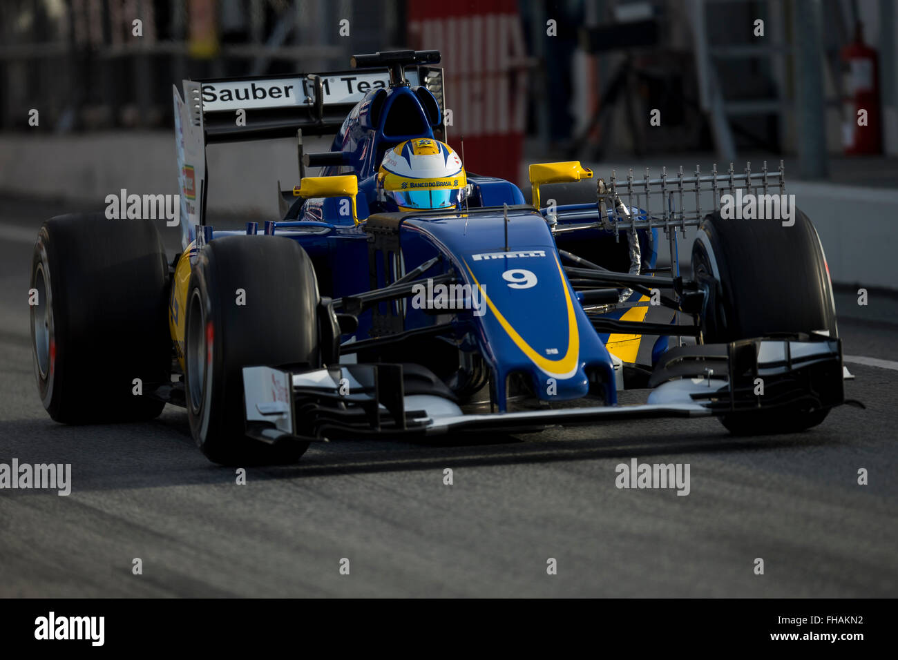 Driver Marcus Ericsson.  Team Sauber F1. Formula One Test Days at Circuit de Catalunya. Montmelo, Spain. February 23, 2016 Stock Photo
