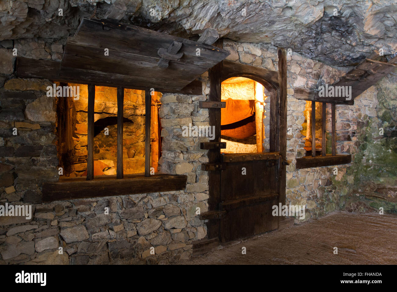 The small hermit cave where Saint Beatus lived Saint Beatus caves Interlaken Switzerland Stock Photo