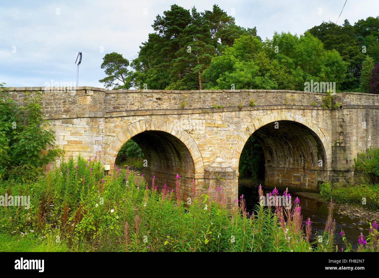 Bridge at Blanchland, Derwent Valley, North Pennines Area of Outstanding Natural Beauty, Northumberland, England, United Kingdom Stock Photo