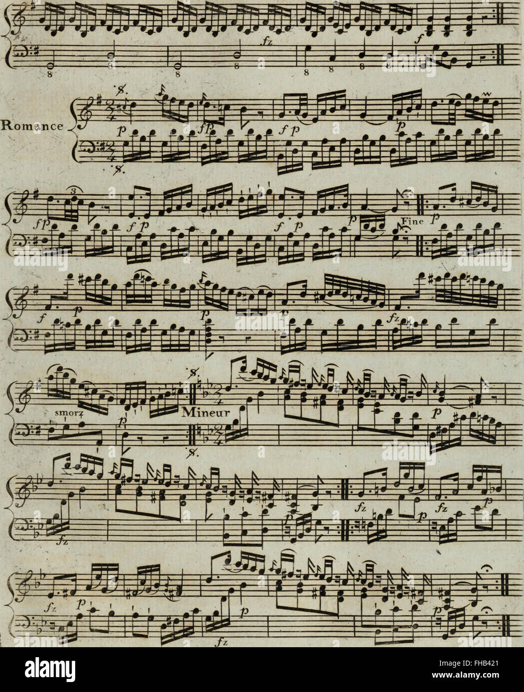 Six sonates pour la harpe avec accompagnement d'un violon ou flûte obligée, très faciles à exécuter, elles peuvent aussi se jouer seules d'autant qu'elles contiennent beaucoup de petits airs (1795) Stock Photo