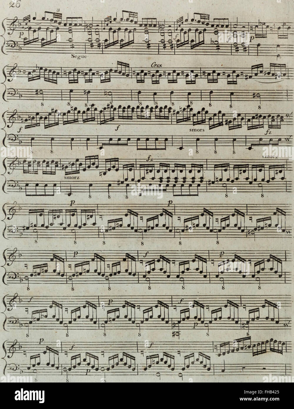 Six sonates pour la harpe avec accompagnement d'un violon ou flC3BBte obligC3A9e, tres faciles a C3A9xC3A9cuter, elles peuvent aussi se jouer seules d'autant qu'elles contiennent beaucoup de petits airs (1795) Stock Photo