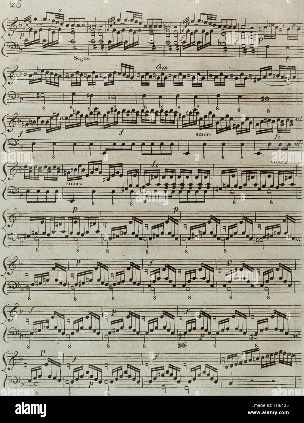 Six sonates pour la harpe avec accompagnement d'un violon ou flûte obligée, très faciles à exécuter, elles peuvent aussi se jouer seules d'autant qu'elles contiennent beaucoup de petits airs (1795) Stock Photo