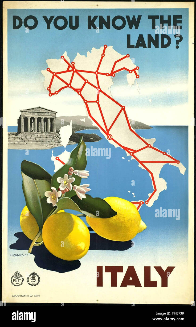 Vintage Poster Of Italy Stock Photo Alamy
