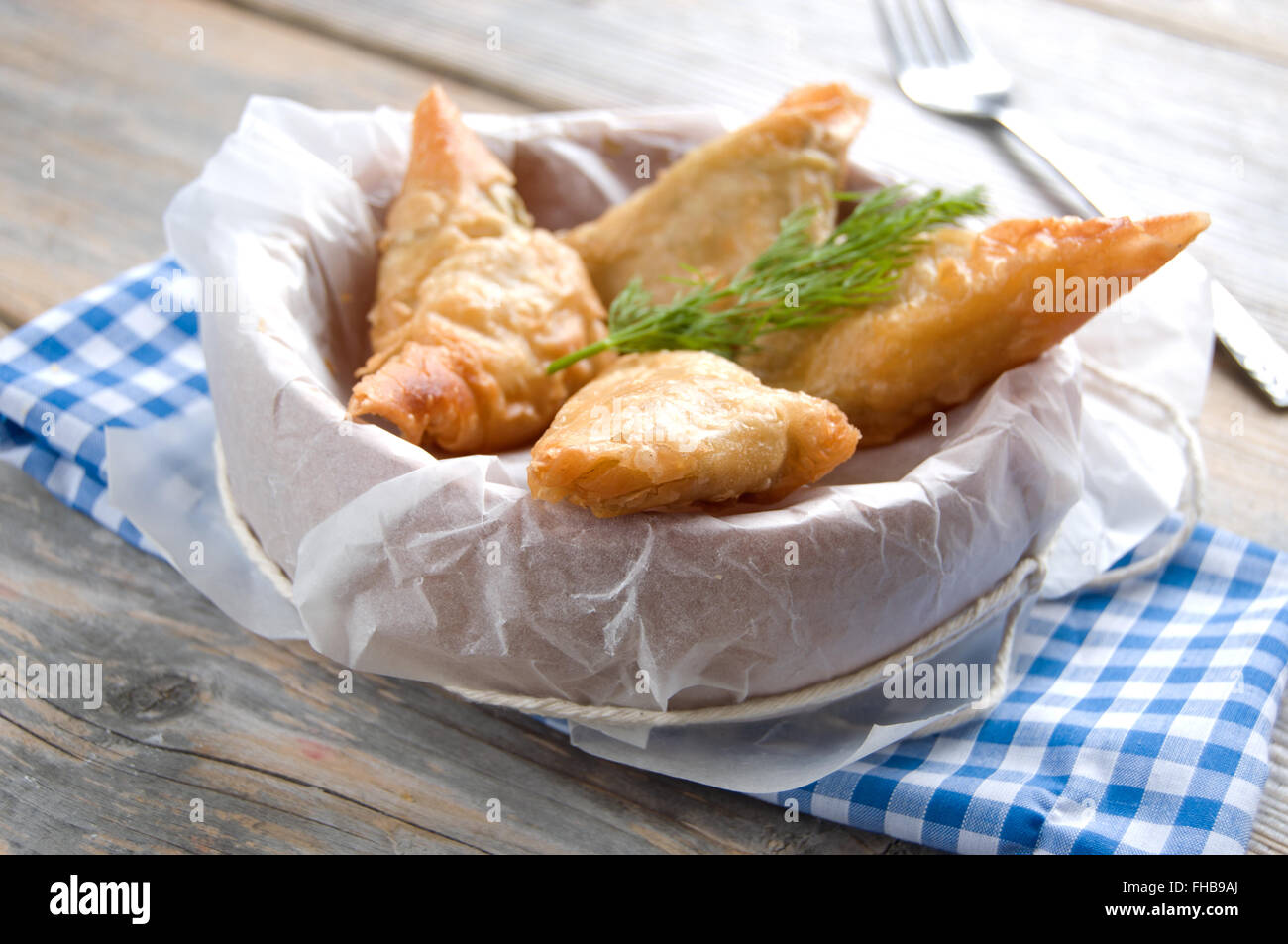 Greek feta and spinach triangles Stock Photo Alamy