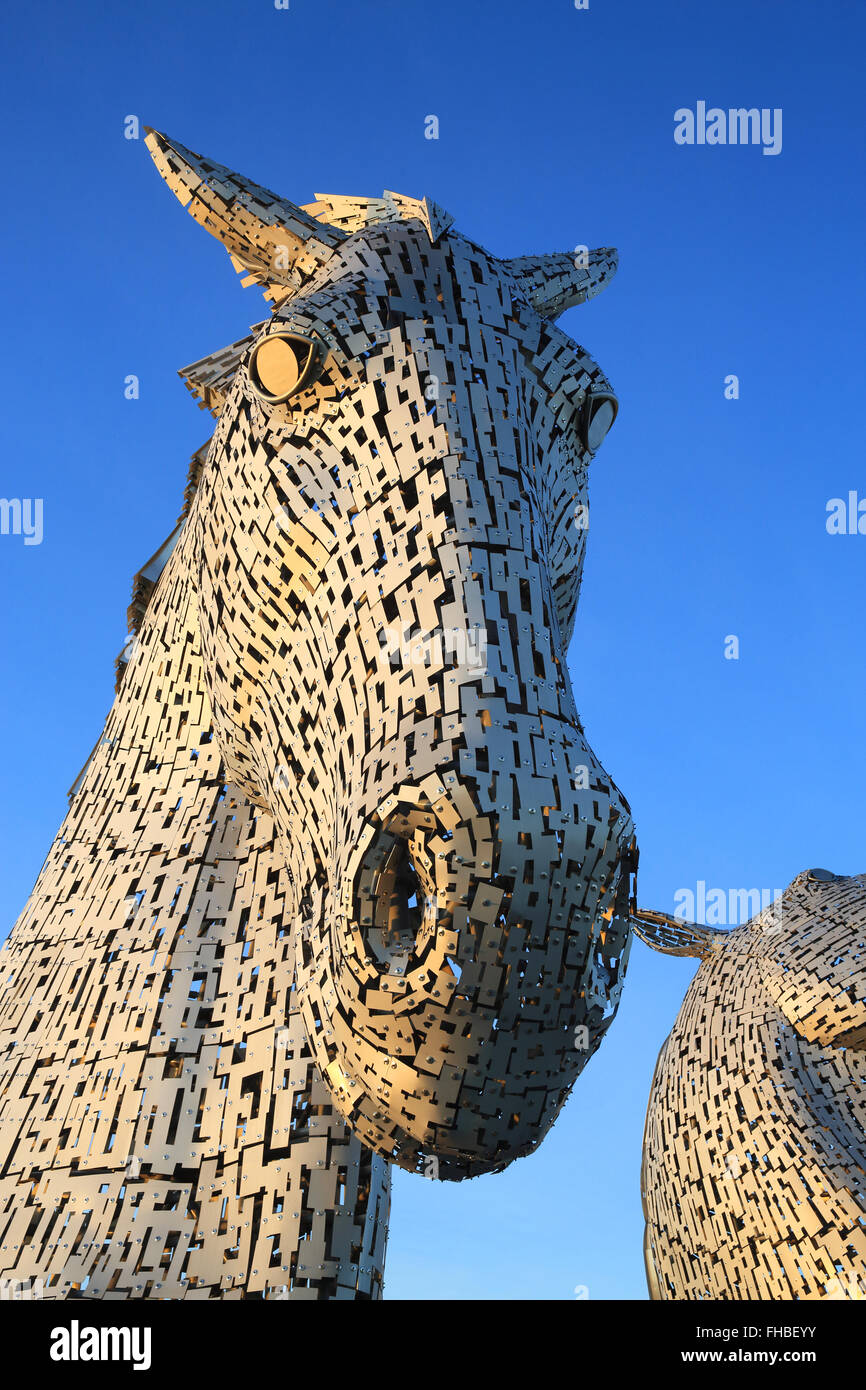 The Kelpies, the world's largest horse sculptures, in Falkirk, Scotland