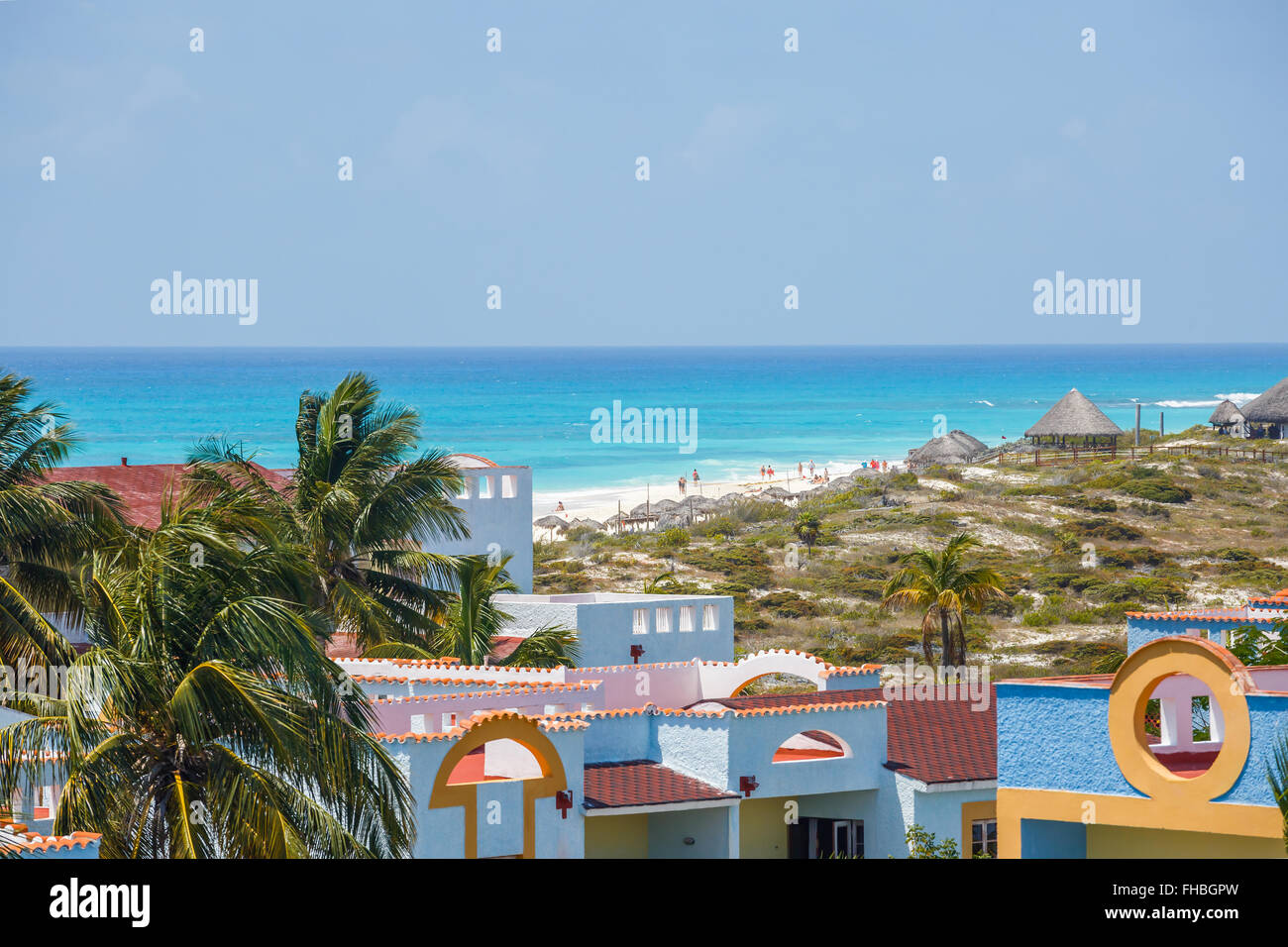 View on hotel, Cayo Largo, Cuba. Stock Photo