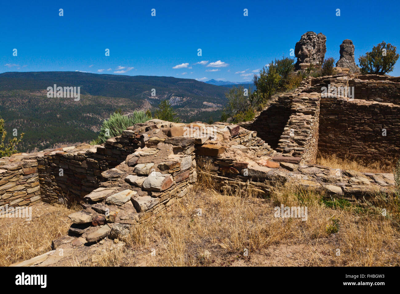 High quality rock constrution of Puebloan houses at the CHIMNEY ROCK