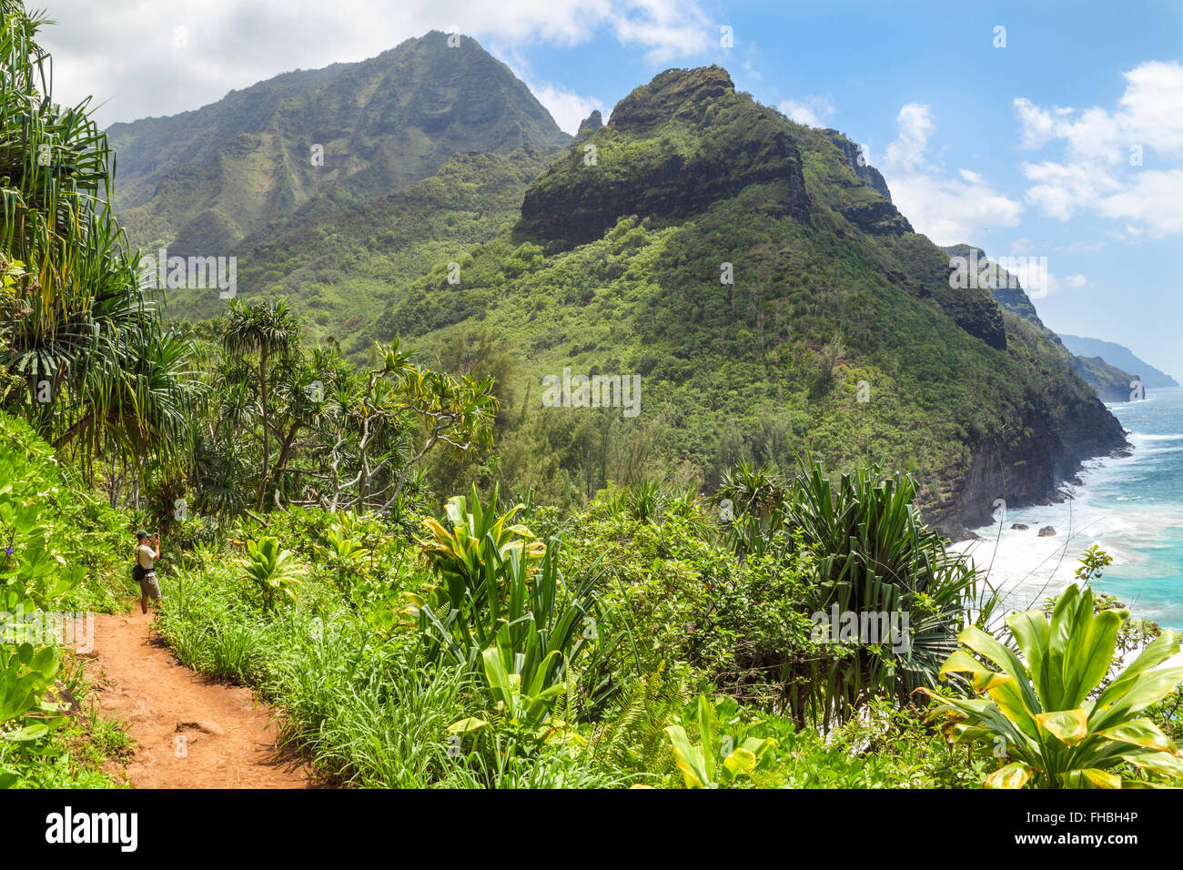 View of the Na Pali Coast from the Kalalau Trail on Kauai Stock Photo