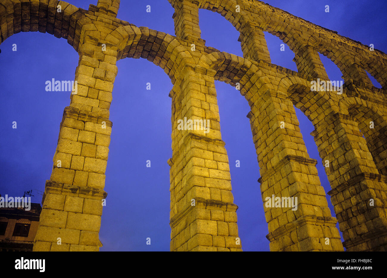 Roman aqueduct, Segovia, Castilla-Leon, Spain Stock Photo