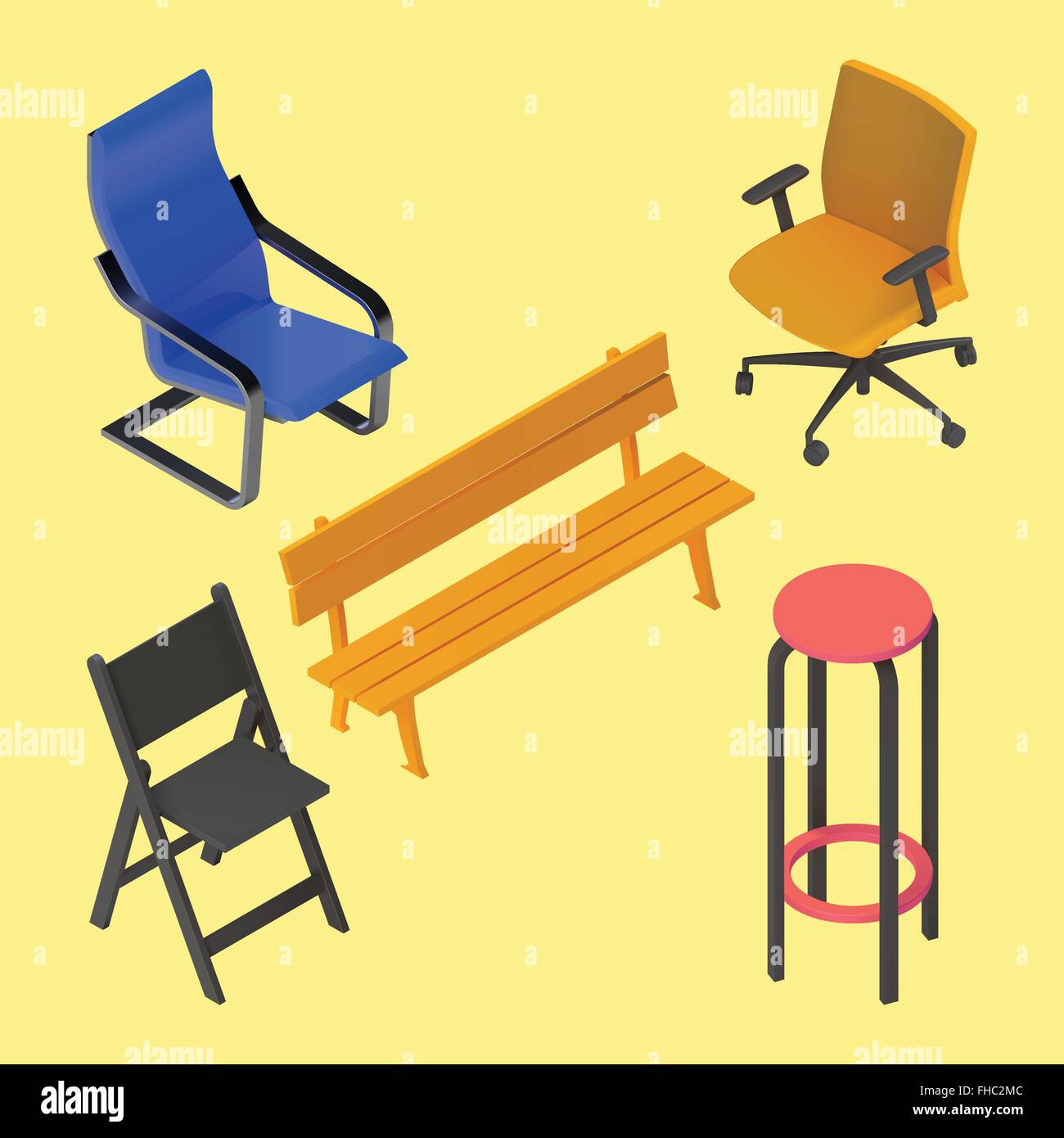 Chair armchair stool bench furniture Stock Vector