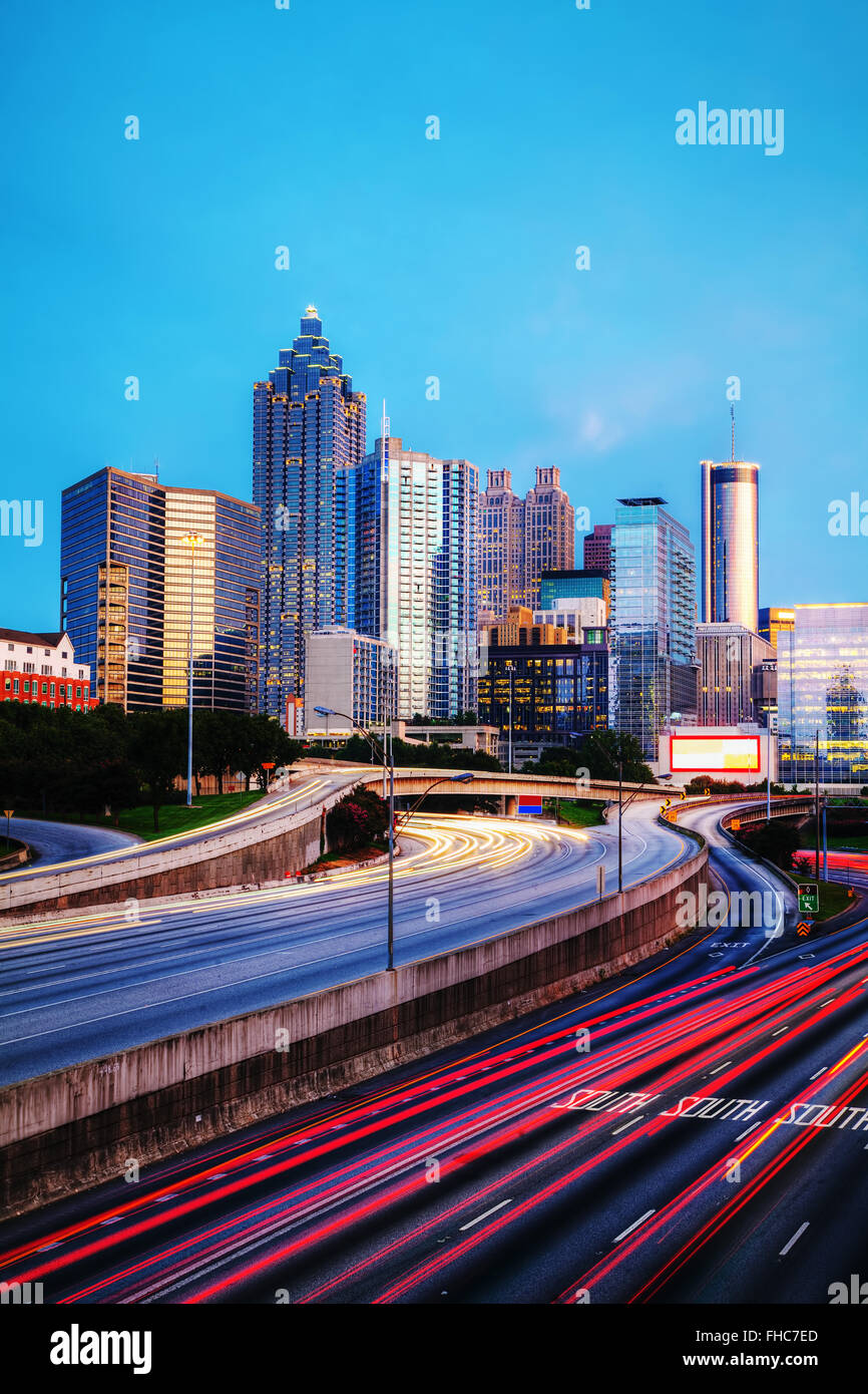 Downtown Atlanta, at the sunset time Stock Photo Alamy