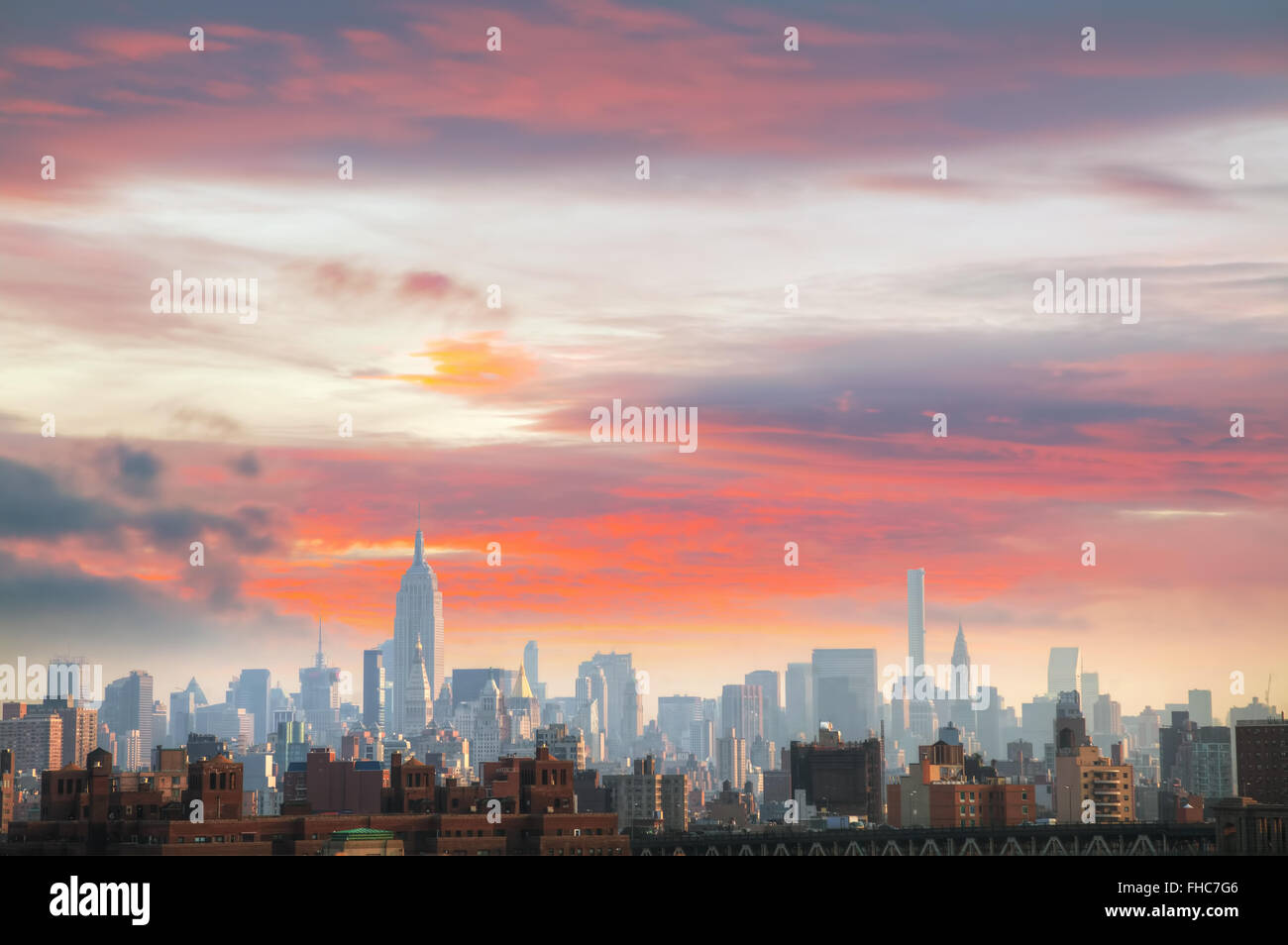 New York City cityscape in the evening Stock Photo - Alamy