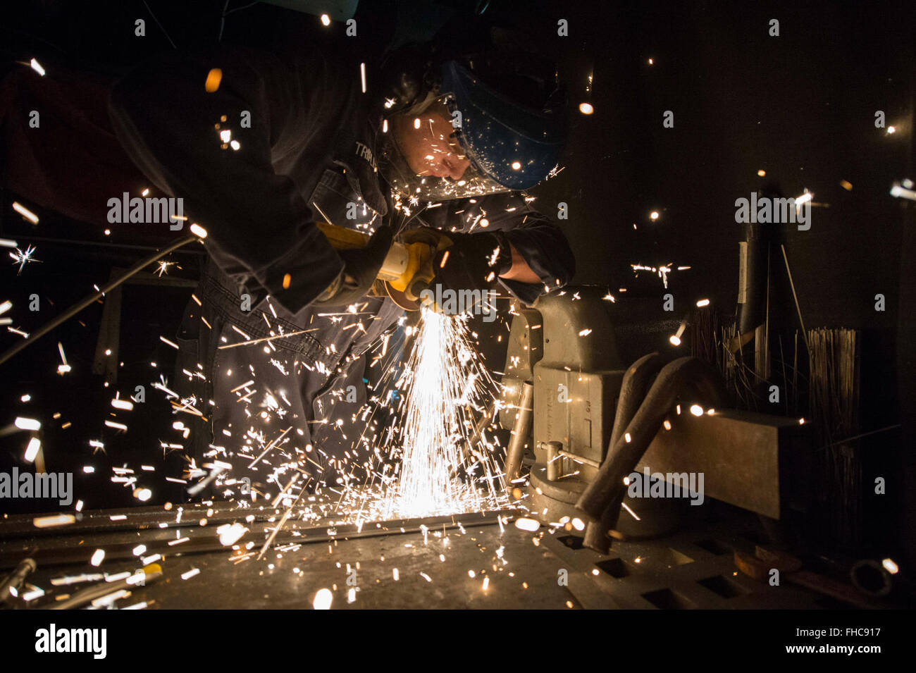 USS Ramage operations 13102, US Navy welding operations aboard USS ...