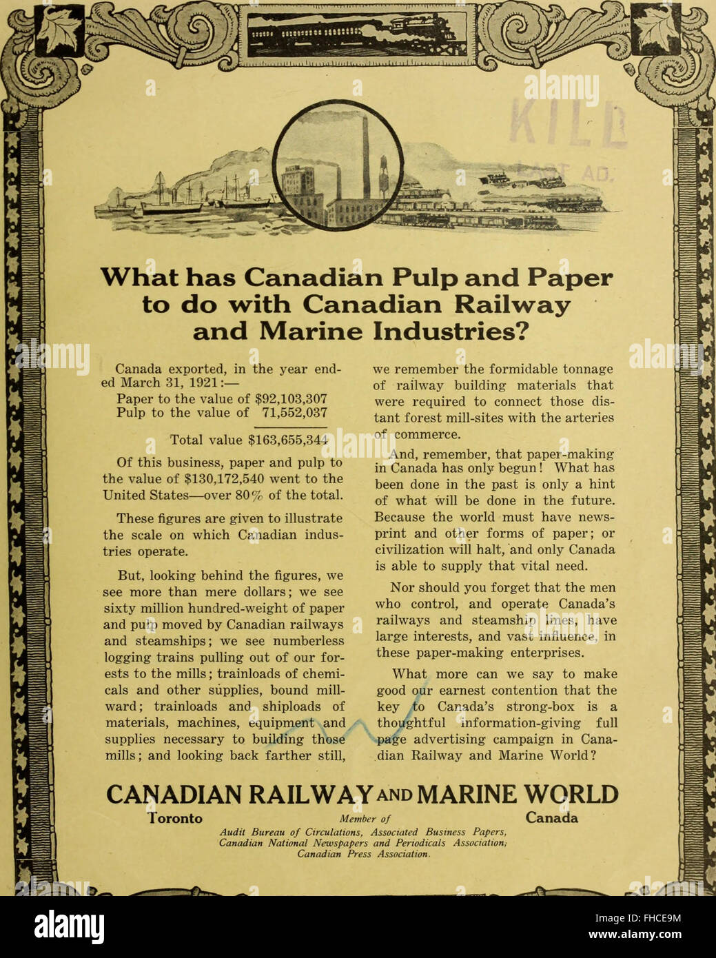 Canadian transportation and distribution management (1921 Stock Photo