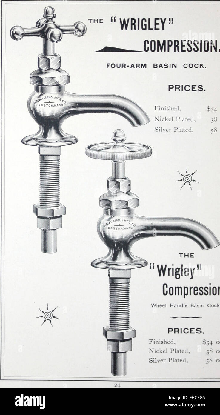 A catalog from 1893 detailing various brass goods and plumbing