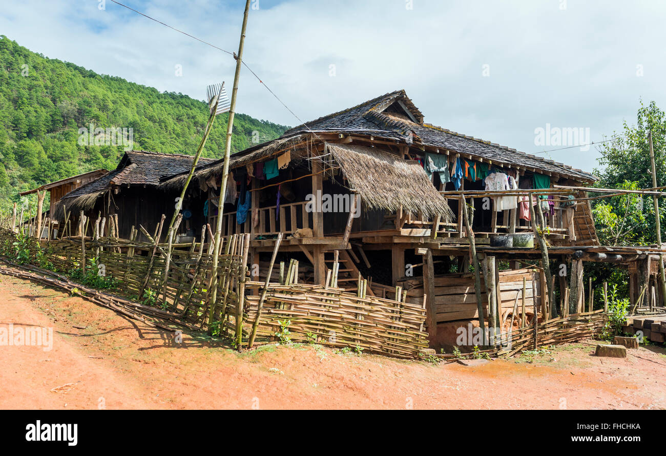 House by the Akha people, Burma Stock Photo - Alamy