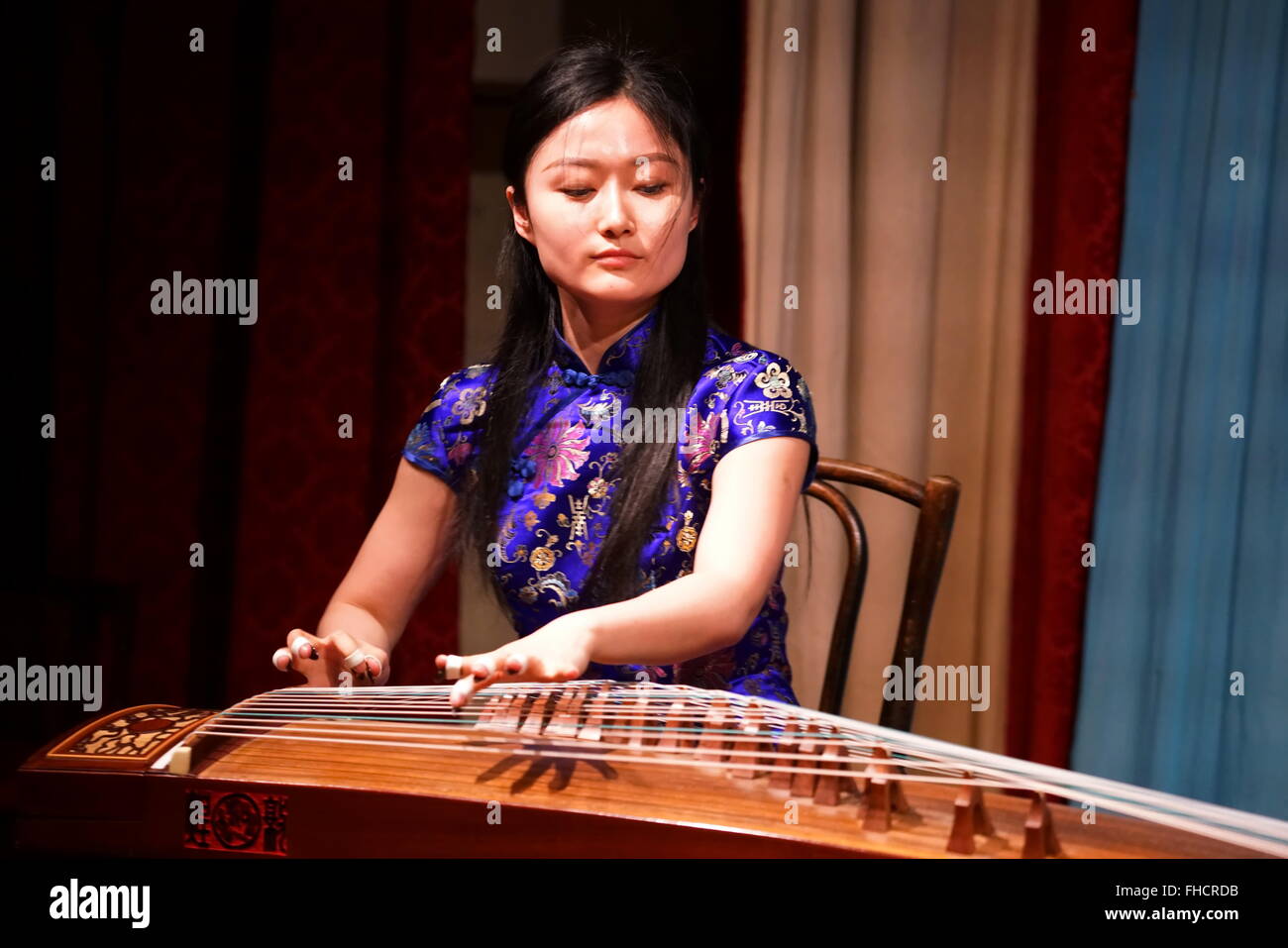 London, UK. 24th Feb, 2016. Chinese musician, MengMeng Wu a Guzheng