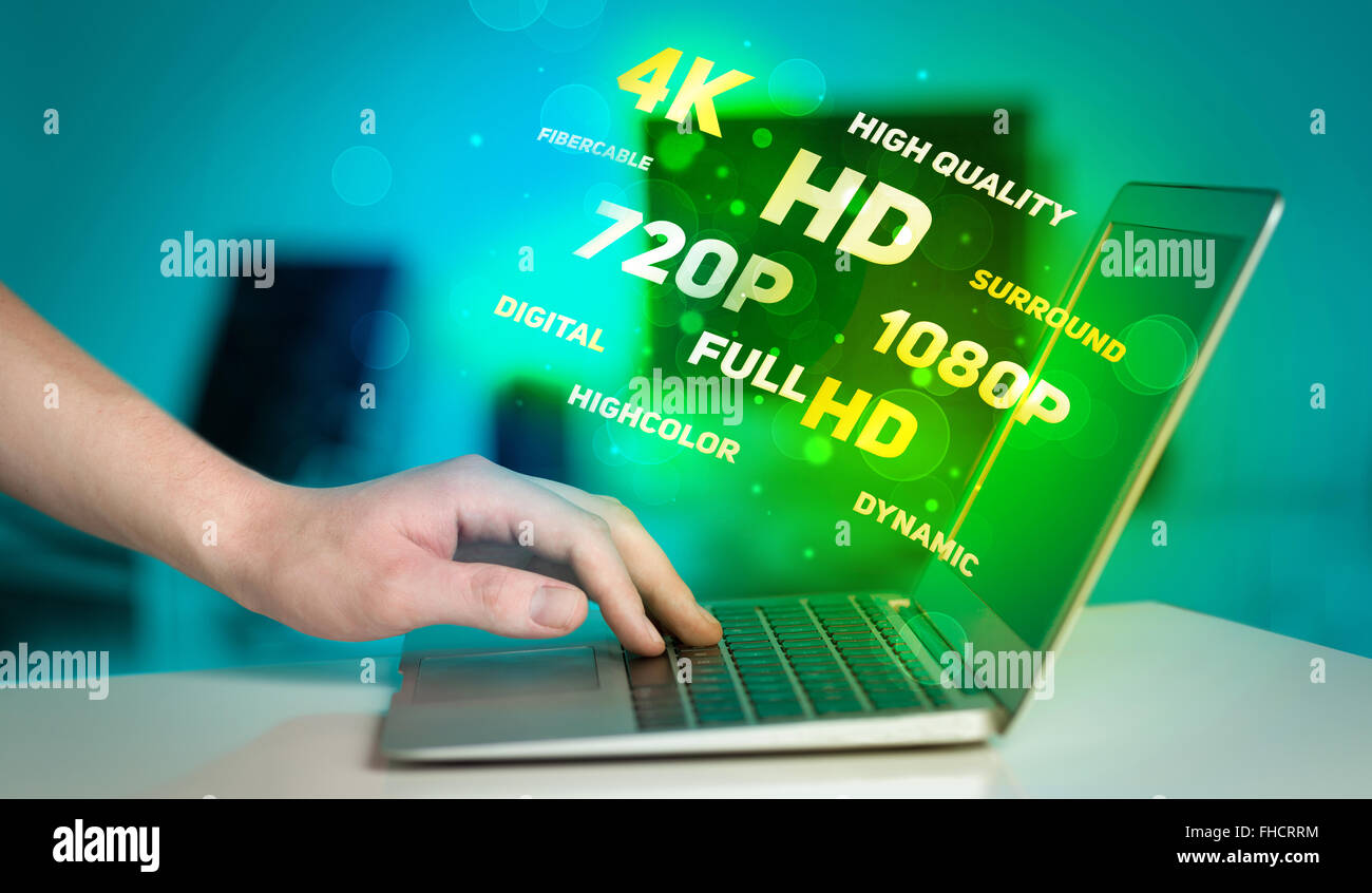 Man choosing display resolution Stock Photo - Alamy