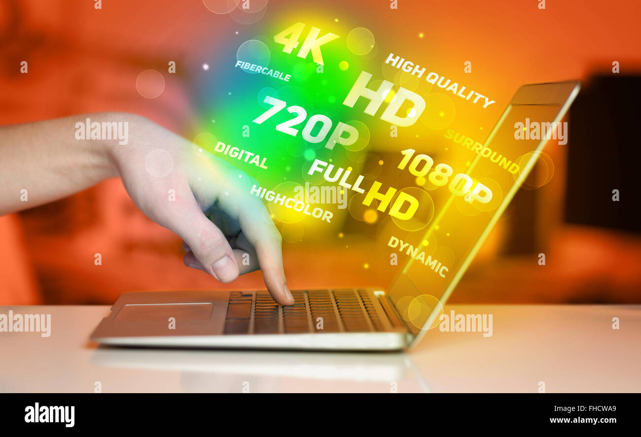 Man choosing display resolution Stock Photo - Alamy