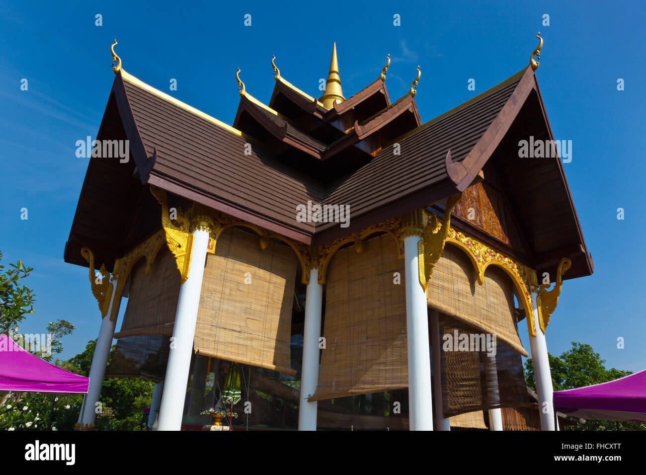 BUDDHIST TEMPLE at the KHONE PHAPHENG WATERFALL PARK in the 4 Thousand Islands Area (Si Phan Don) of the MEKONG RIVER - SOUTHERN Stock Photo