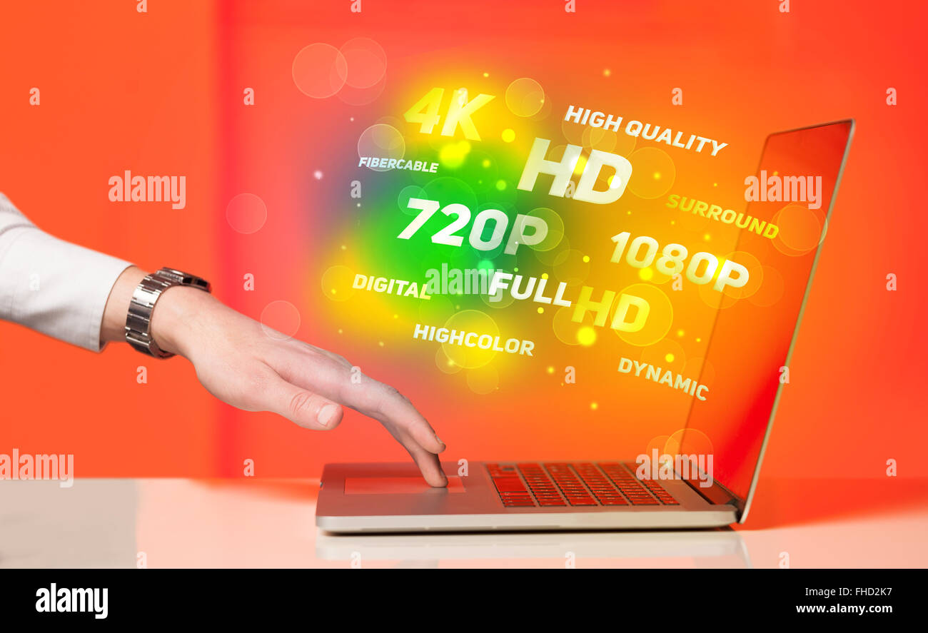 Man choosing display resolution Stock Photo - Alamy