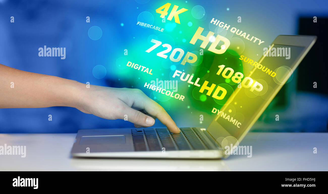 Man choosing display resolution Stock Photo - Alamy