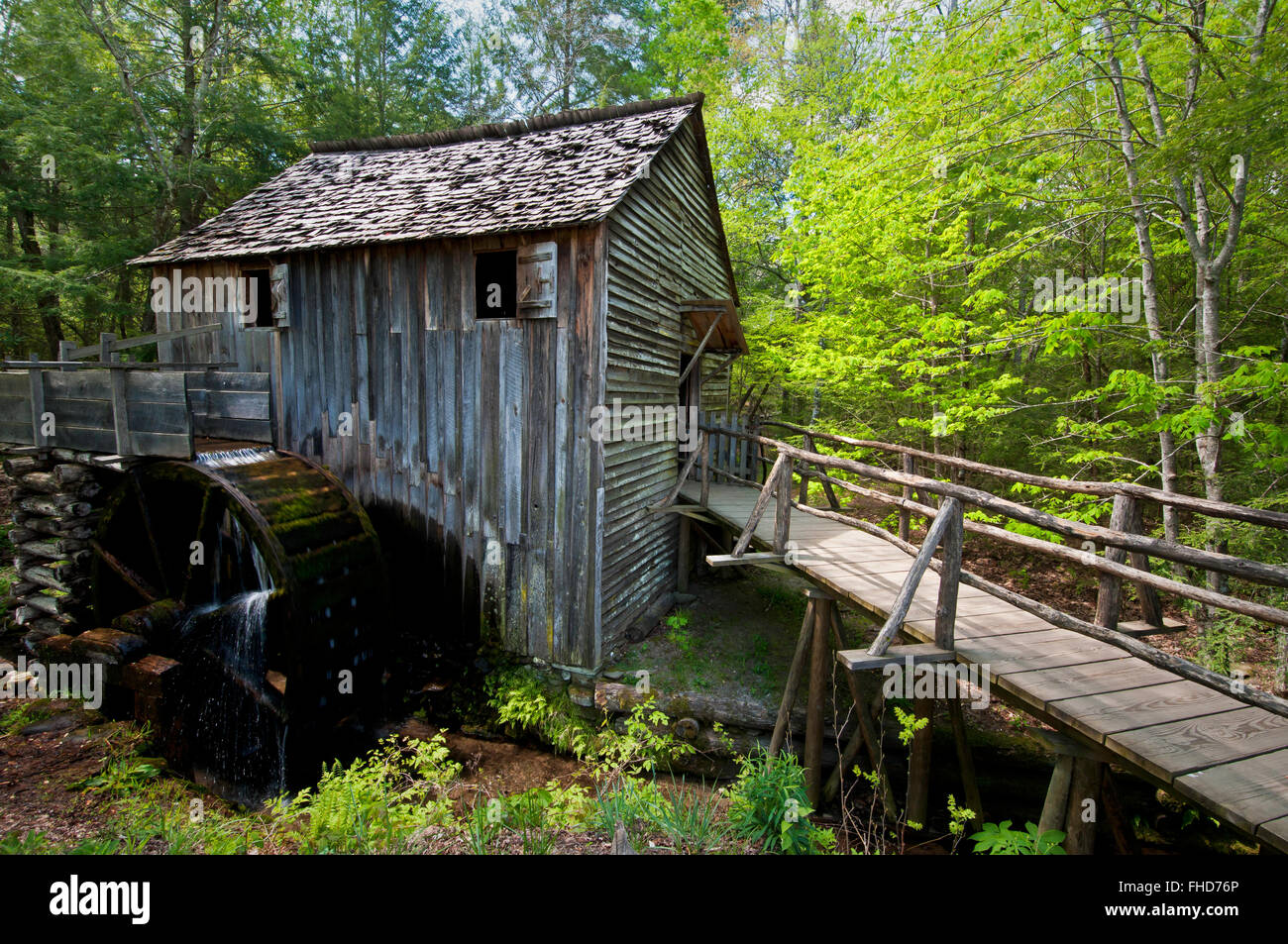 The John Cable Mill is an historic attraction at Cades Cove in Great Smoky Mountains National Park, Tennessee, USA. Stock Photo