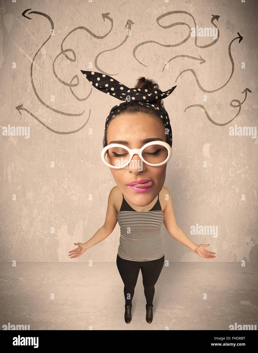 Big head person with arrows Stock Photo Alamy