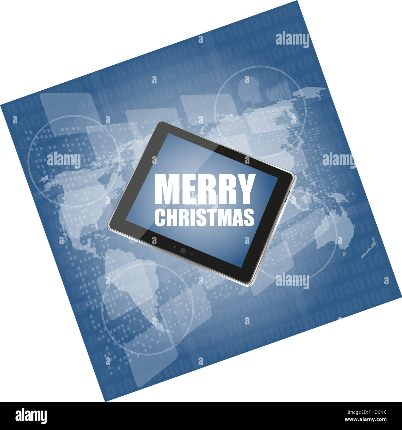vector mobile phone tablet pc with Merry Christmas design Stock Photo