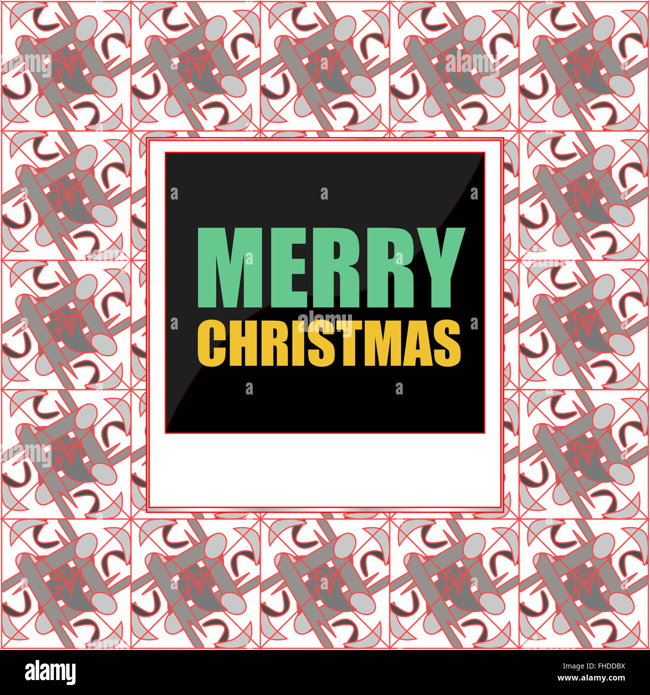 Merry Christmas lettering Greeting Card. Photo Frame. Vector illustration Stock Photo