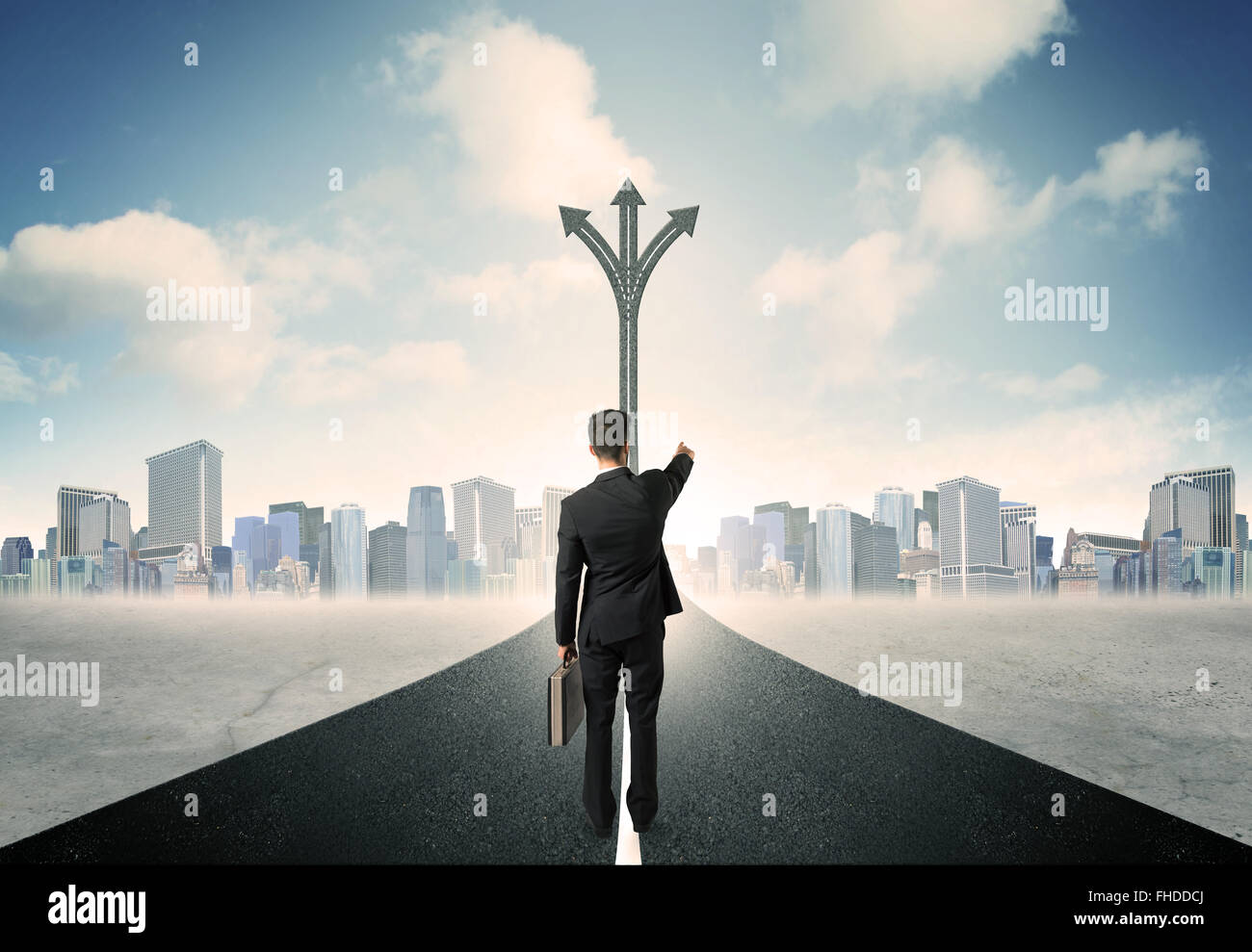 businessman standing on the road Stock Photo