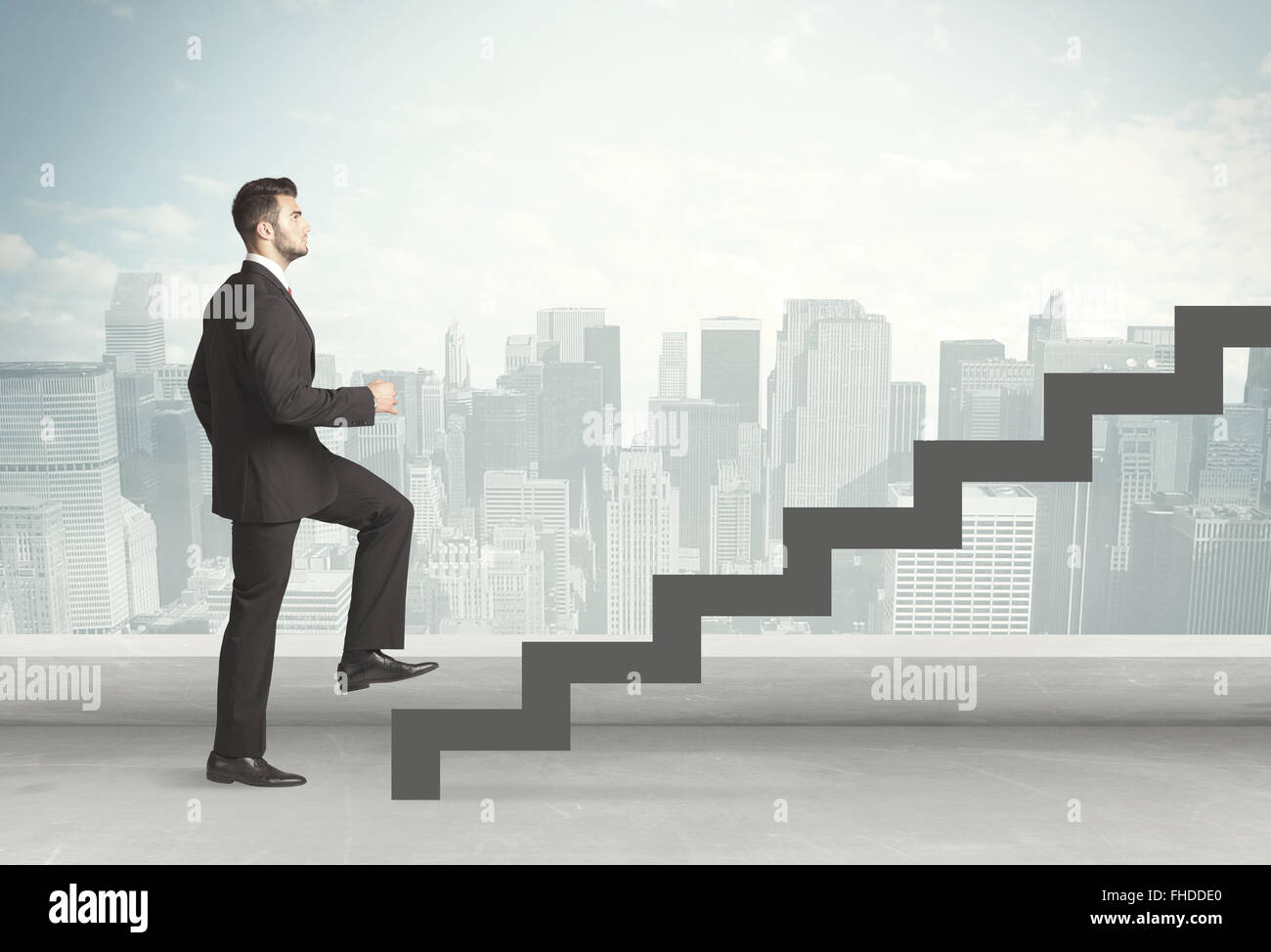 Businessman walking up stairs drawn hi-res stock photography and images ...