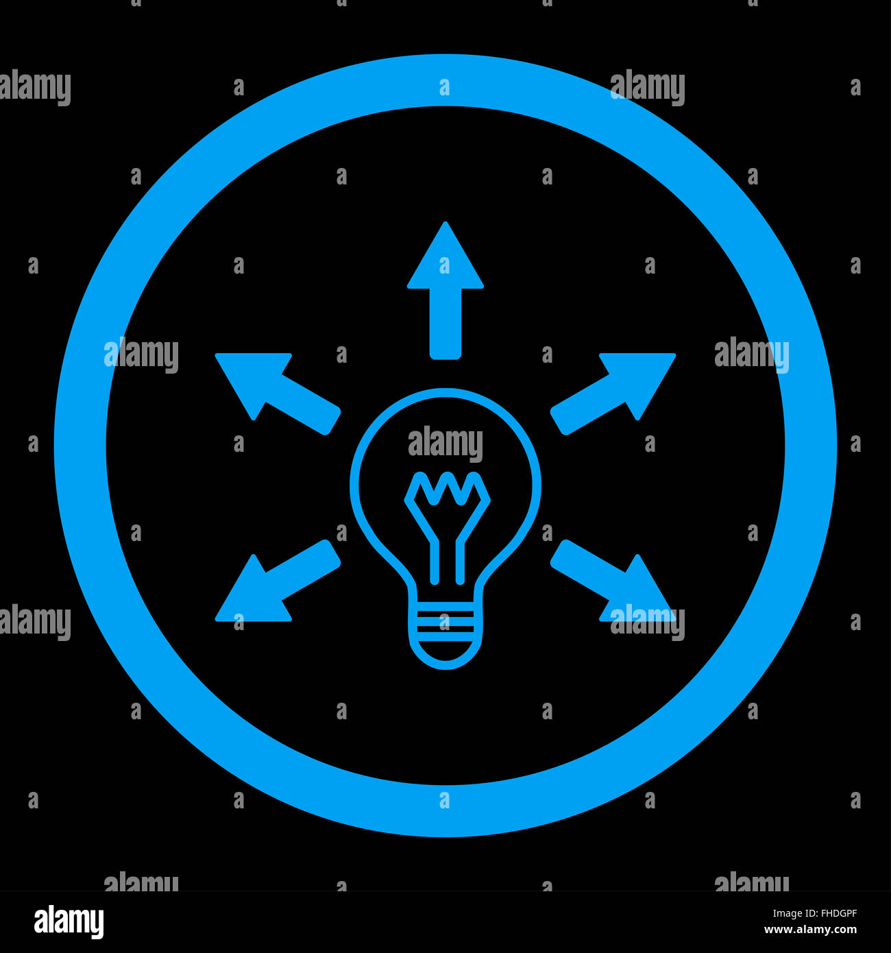 Idea flat blue color rounded vector icon Stock Photo - Alamy