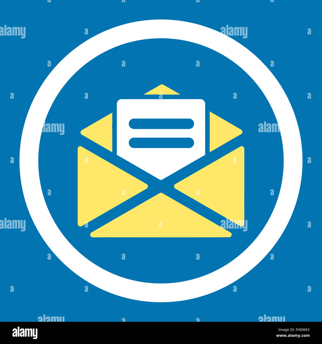 Open mail flat yellow and white colors rounded glyph icon Stock Photo ...