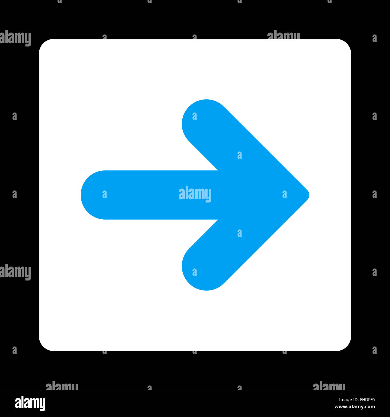 Arrow Right flat blue and white colors rounded button Stock Photo - Alamy