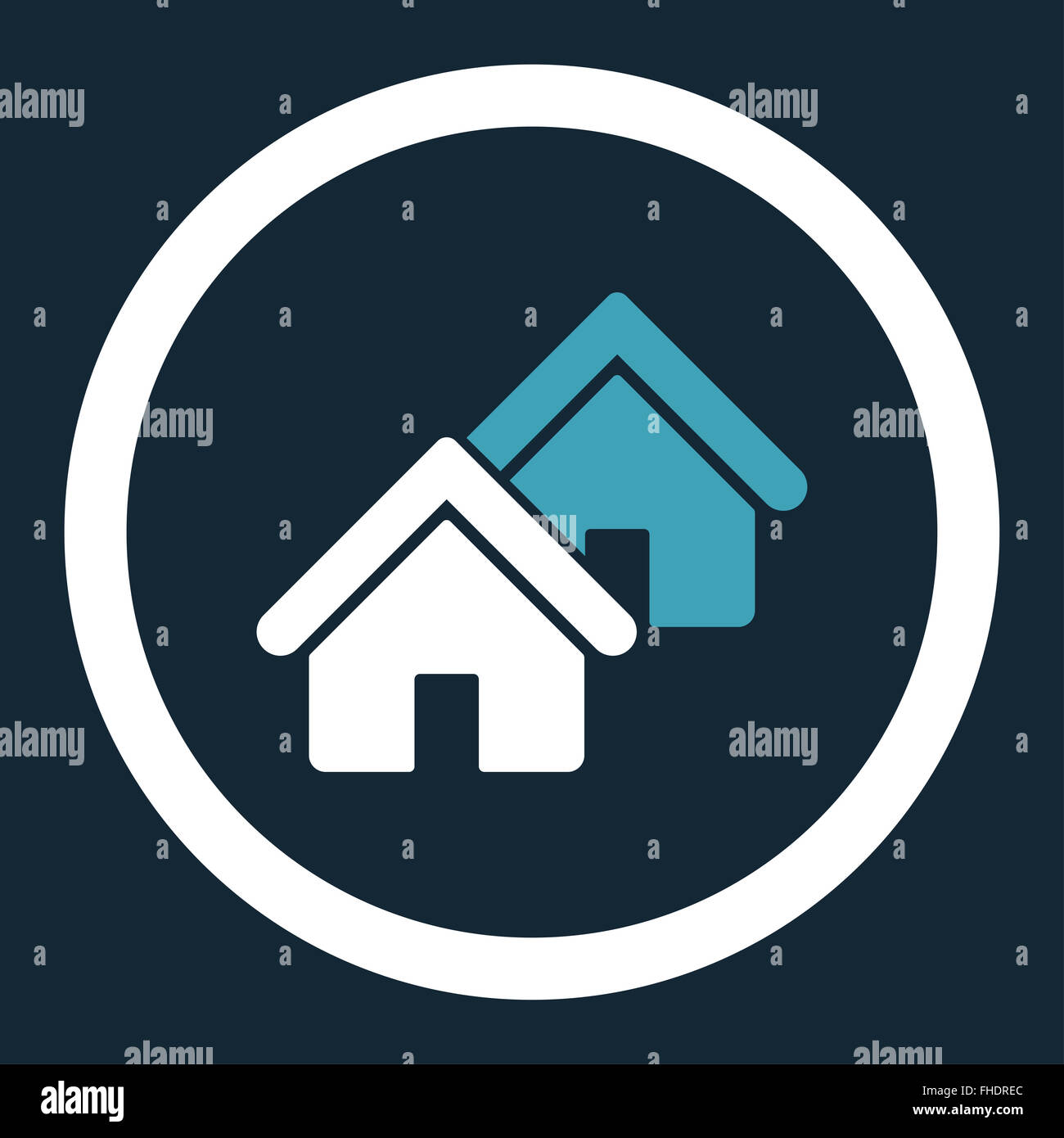 Realty flat blue and white colors rounded vector icon Stock Photo - Alamy